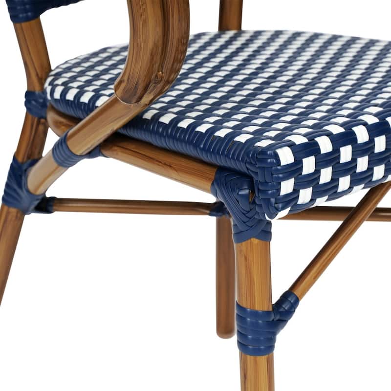 2 Pack All-Weather Commercial Paris Chairs with Bamboo Print Metal Frames
