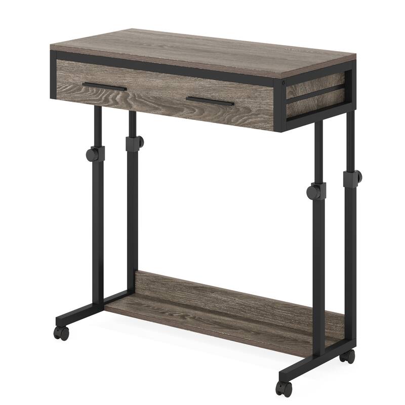 Height Adjustable Standing Laptop C Table,Mobile Portable Desk with Drawers for Home Office Sofa Bed