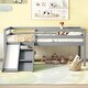 preview thumbnail 12 of 16, Twin Size Pine Wood Low Loft Bed with Slide and Ladder