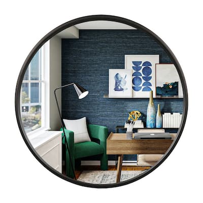 High Quality Wooden Frame Farmhouse Traditional Style Round Wall Mirror