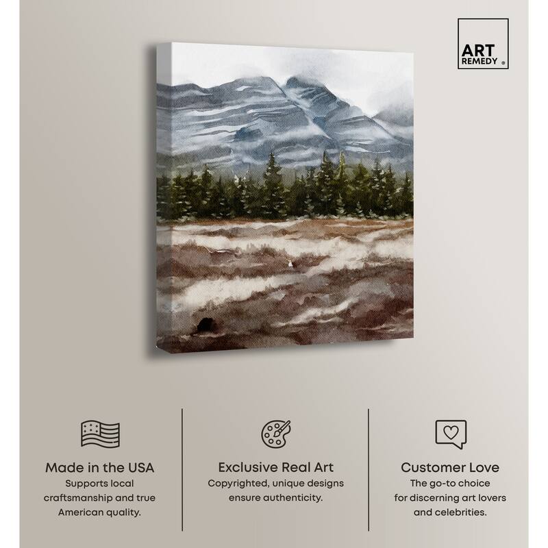 Art Remedy February Rocks Landscape Gallery Wrapped Landscape 1 Piece Canvas Wall Art Watercolor Style