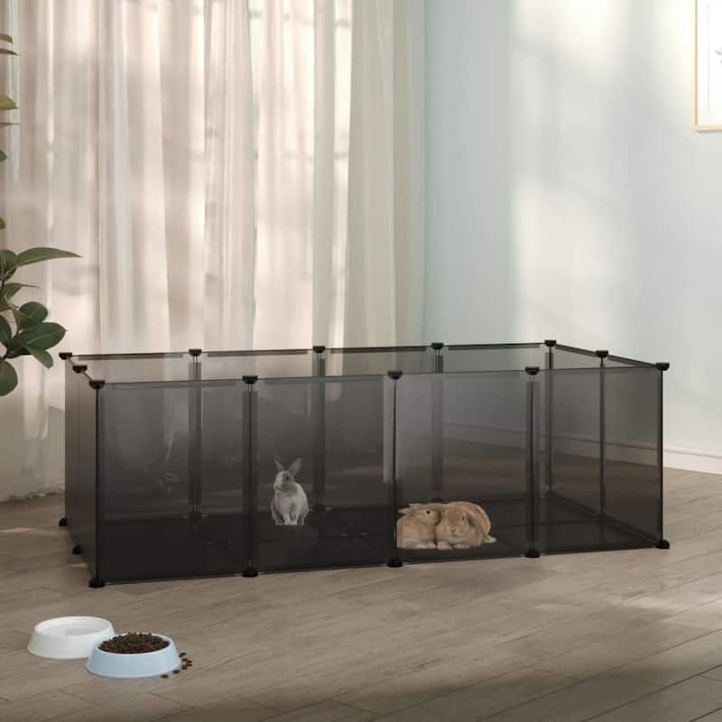 vidaXL Small Animal Cage Black/Transparent 56.7"x29.1"x18.3" PP and Steel - Black