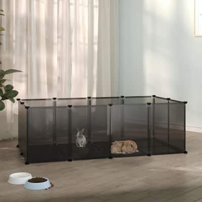 vidaXL Small Animal Cage Black/Transparent 56.7"x29.1"x18.3" PP and Steel