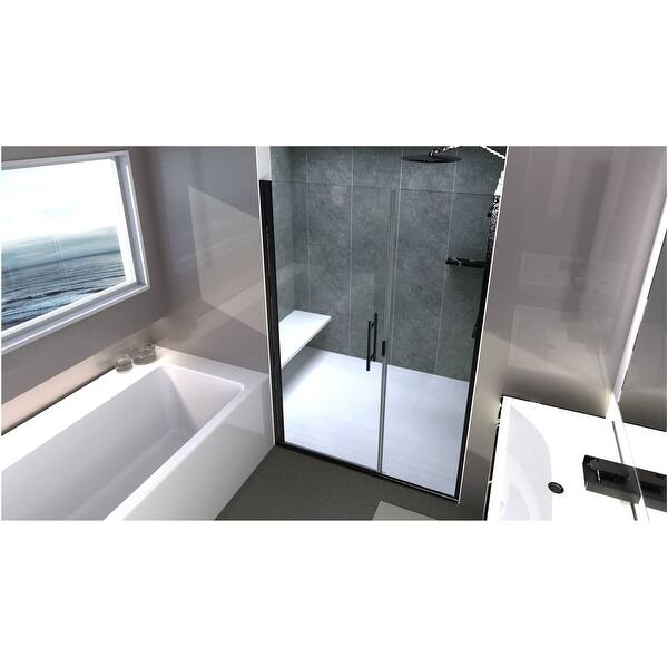 Shop Coastal Shower Doors Hc41il 66 C Illusion Series 41 X 66 Frameless Overstock 28308712 Brushed Nickel
