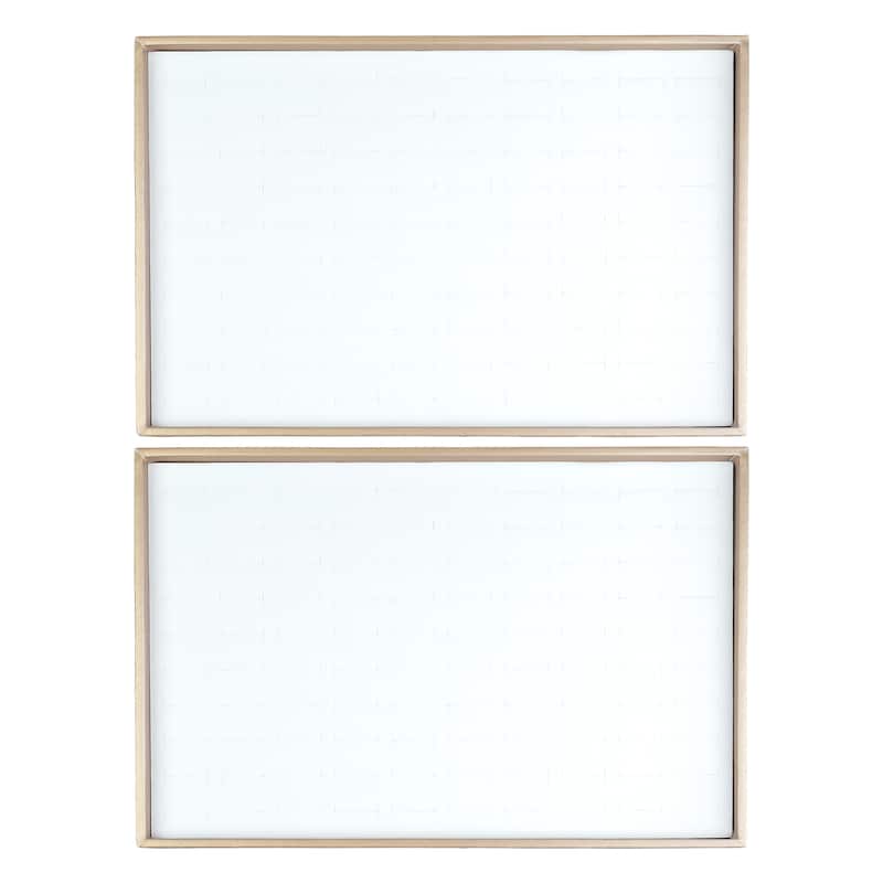2Pcs Stackable PU Leather Jewelry Organizer Trays w Removable Dividers - White - Ring Tray