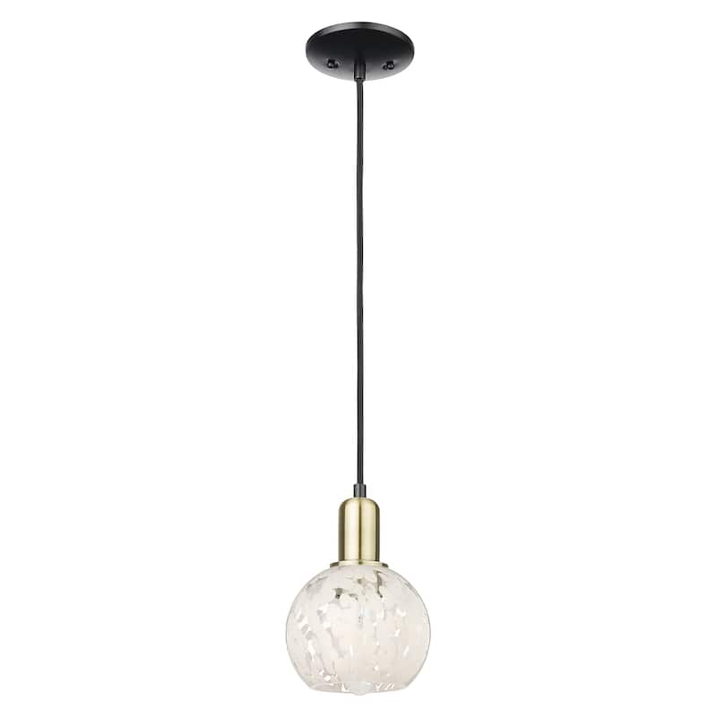 Innovations Lighting Endless Possibilities Arcadia - White Mouchette - 1 Light 6" Cord Hung Mini Pendant - Black Antique Brass