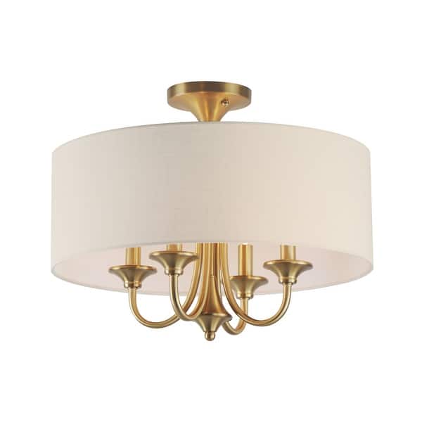 slide 2 of 4, Maxim 10013OM Bongo 4 Light 18" Wide Semi-Flush Drum Ceiling Fixture Natural Aged Brass
