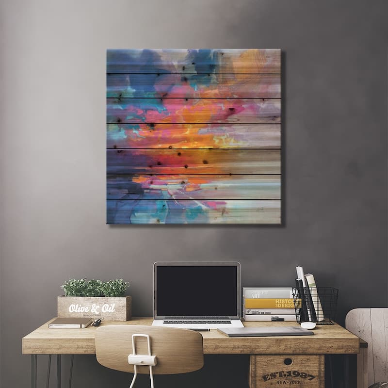 Skye Sunset Fragments Print On Wood by Scott Naismith - Multi-Color