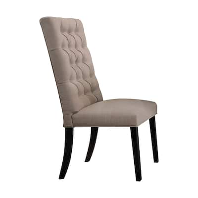 Acme Morland Tan Linen Side Chair in Vintage Black, Set of 2