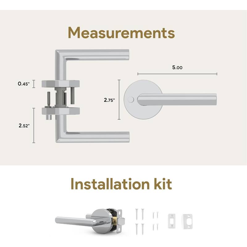 Mega Handles RONN Privacy Flat Lever for Hallway, Closet, and Bathroom I Reversible Keyless Door Lock