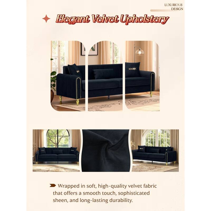 87.4" Luxury Loveseat Sofa with Metal Legs, Round Arms