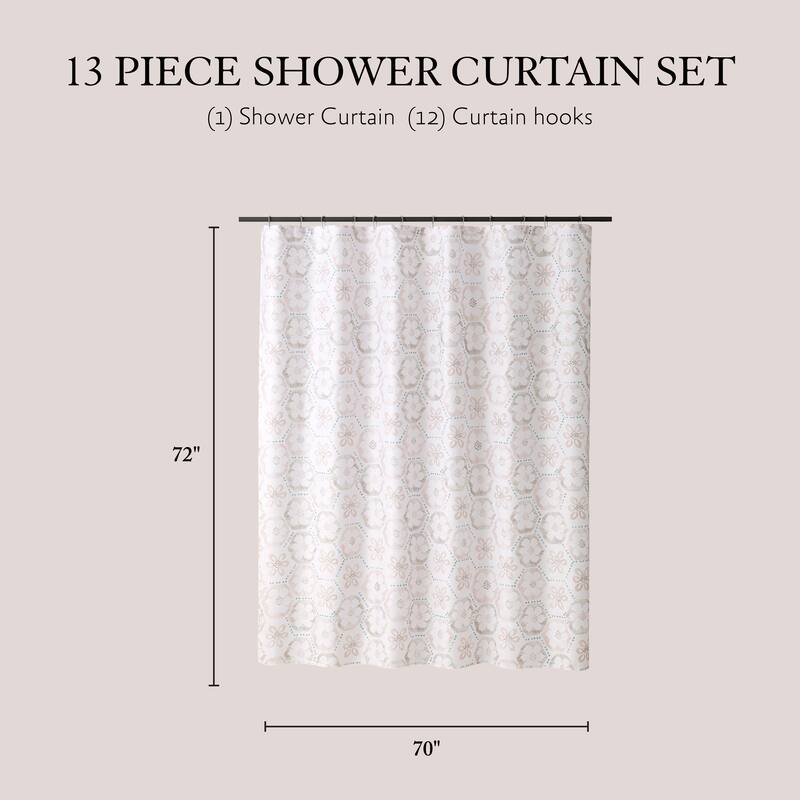 Jessica Simpson 13-Piece Shower Curtain and Hooks Set