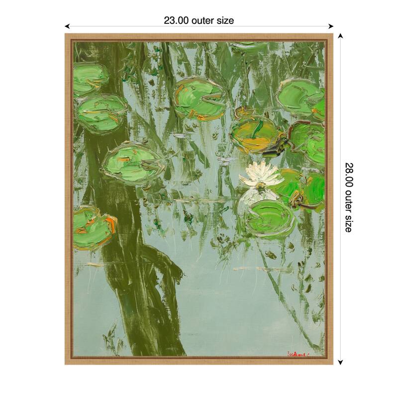White Water Lily in Pond by Jukyong Park (23 x 28 in.), Framed Canvas Wall Art Print