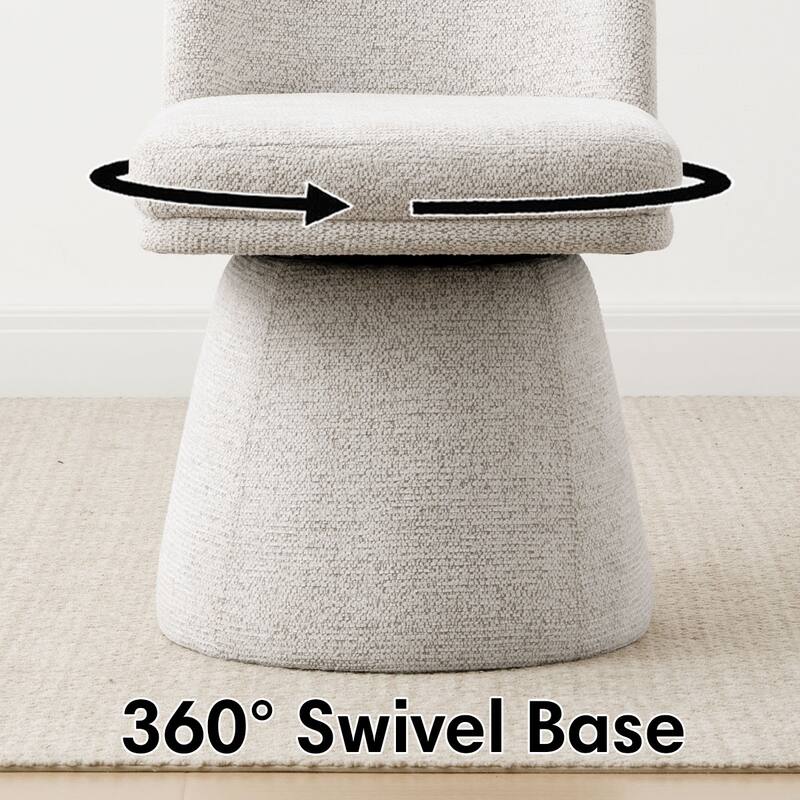 Upholstered Fabric 360 Swivel Dining Chair(Set of 6)