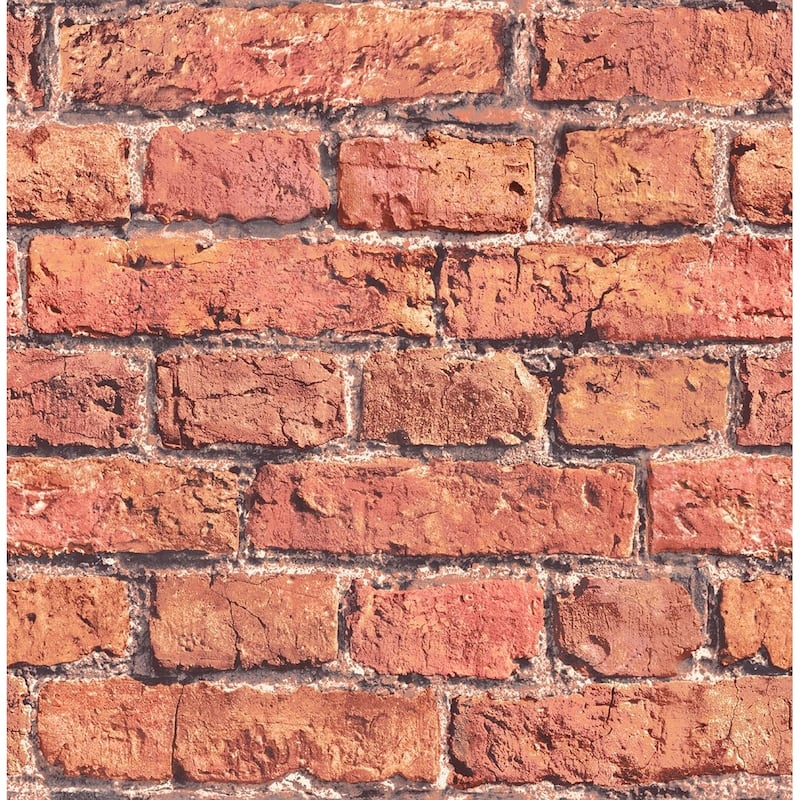 Seabrook Designs Preston Faux Aged Brick Unpasted Wallpaper - 20.5 in. W x 33 ft. L - Red