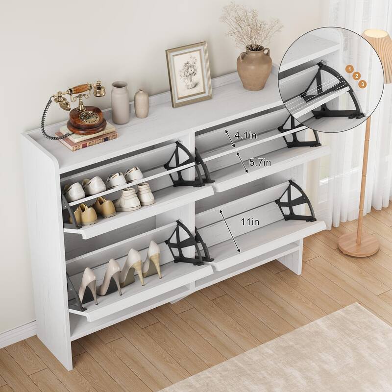 Drawer Wooden Shoe Cabinet with Adjustable Shelves