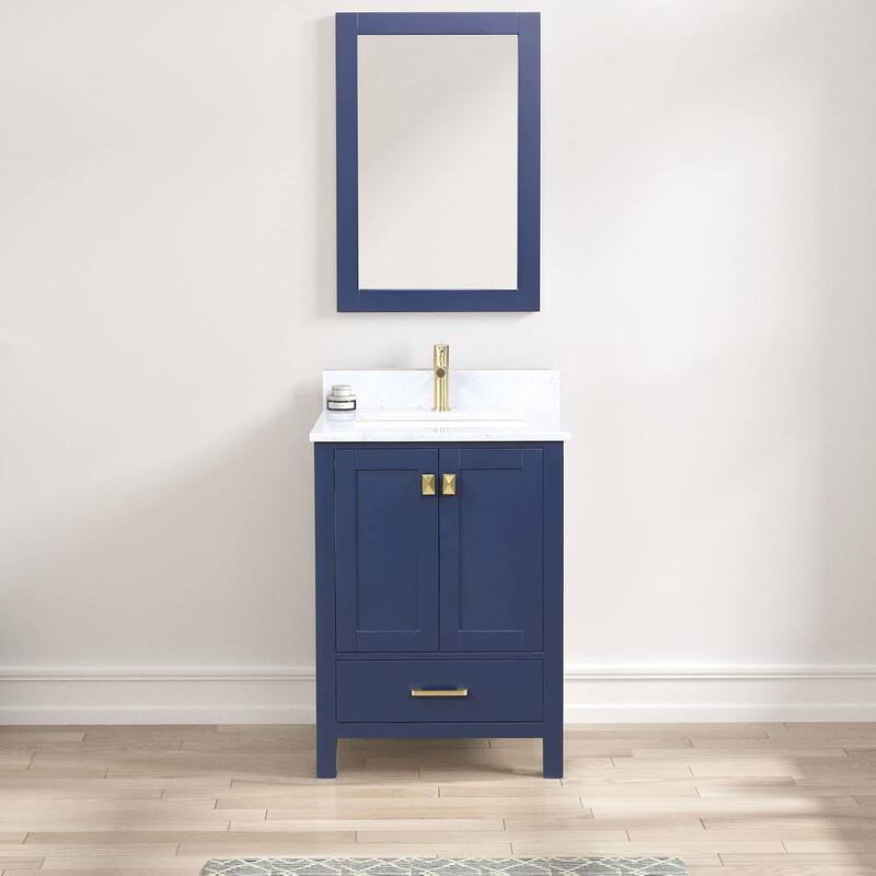 Blossom Geneva 24" Solid Wood Bathroom Vanity with Marble Top - Navy Blue