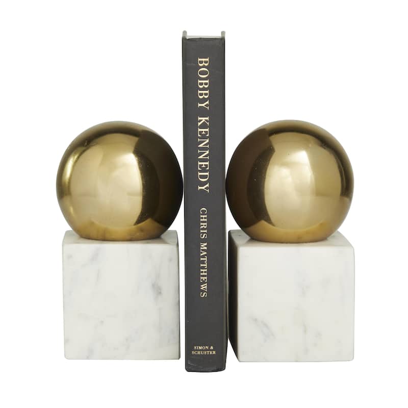 Marble Orb 7 or 10 lbs Decorative Bookends - Set of 2 Silver, Gold, Black - CosmoLiving by Cosmopolitan