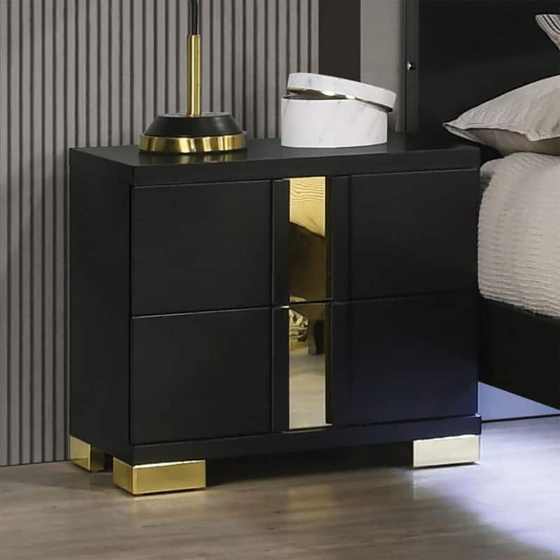 3/4-Piece Bedroom Sets Queen/Full Size Platform Bed w Storage/LED Nightstands Dresser Gray/Black/Antique