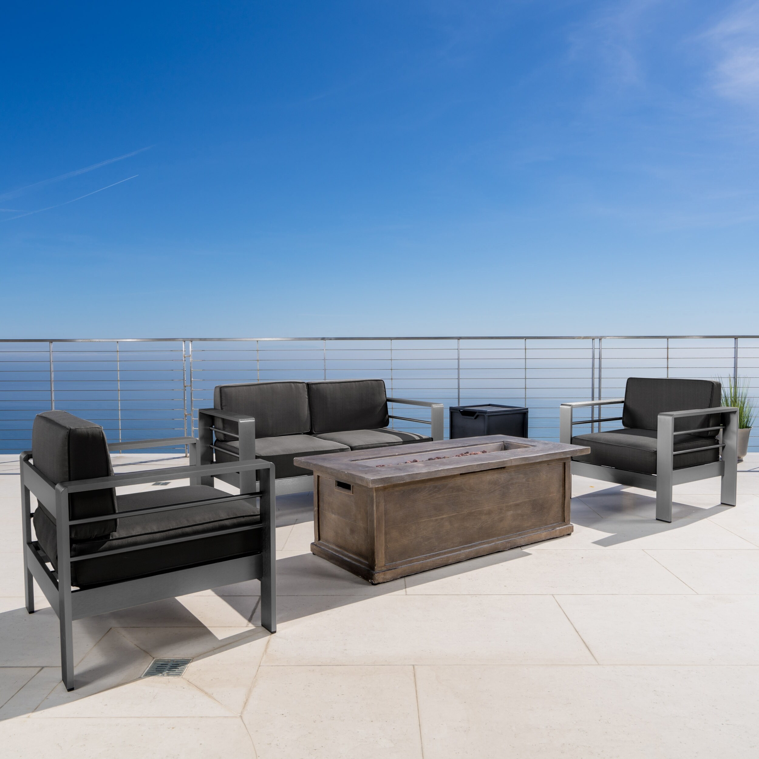 Christopher knight home cape coral outdoor aluminum 5 piece sofa set with cushions outlet