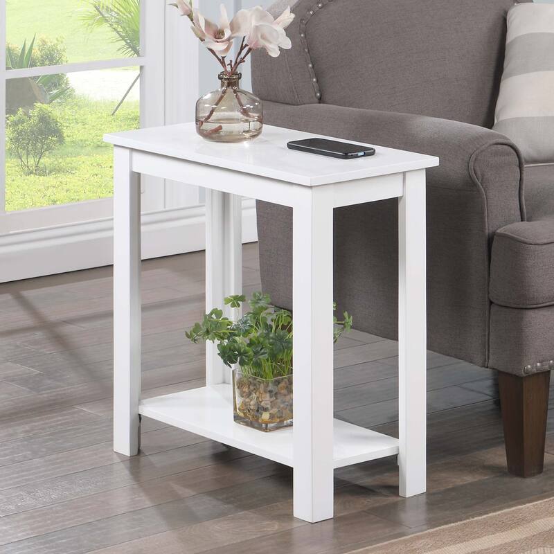 Convenience Concepts Designs2Go Baja Chairside End Table with Shelf - White