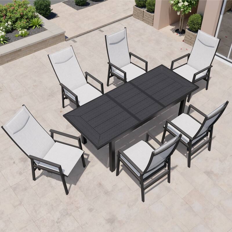 Extendable Outdoor Patio Dining Table Aluminum frame for 8 Persons