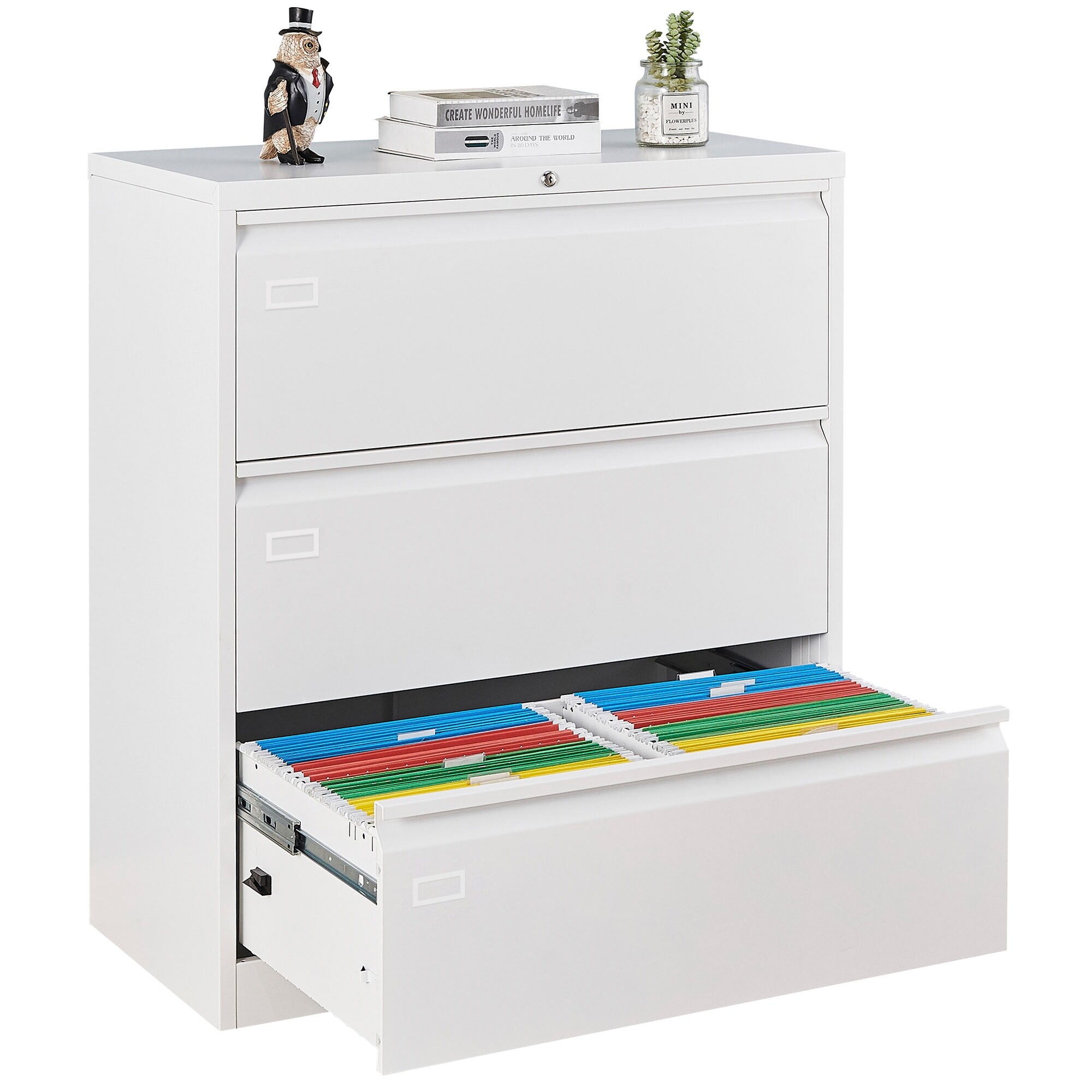 AOBABO 3 Drawer Lateral File Cabinet with Lock for Letter Sized