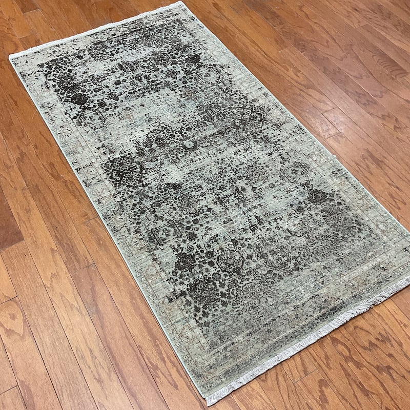 HERAT ORIENTAL Turkish Modern Erased Design Wool & Silk Rug - 2'7" x 4'11"