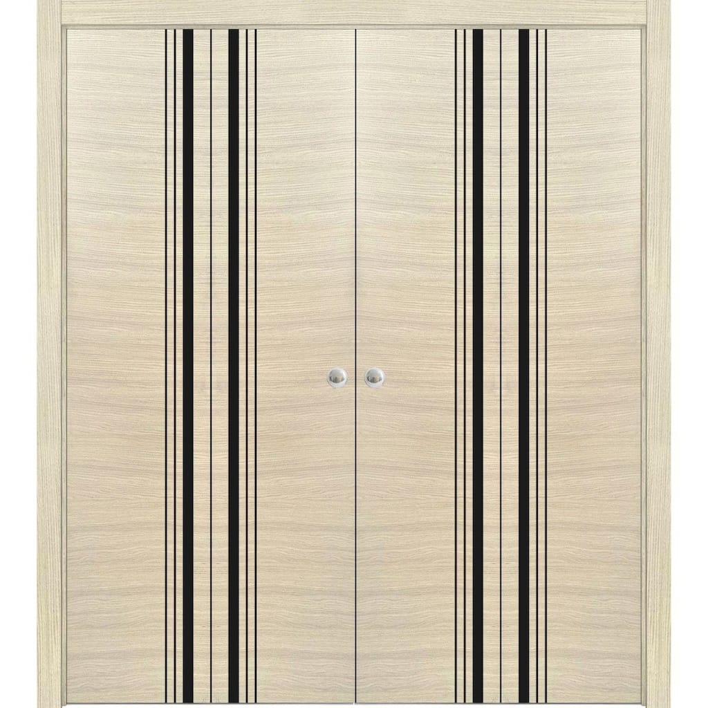 Solid French Double Doors 36 x 80 Planum 0011 Natural Veneer with
