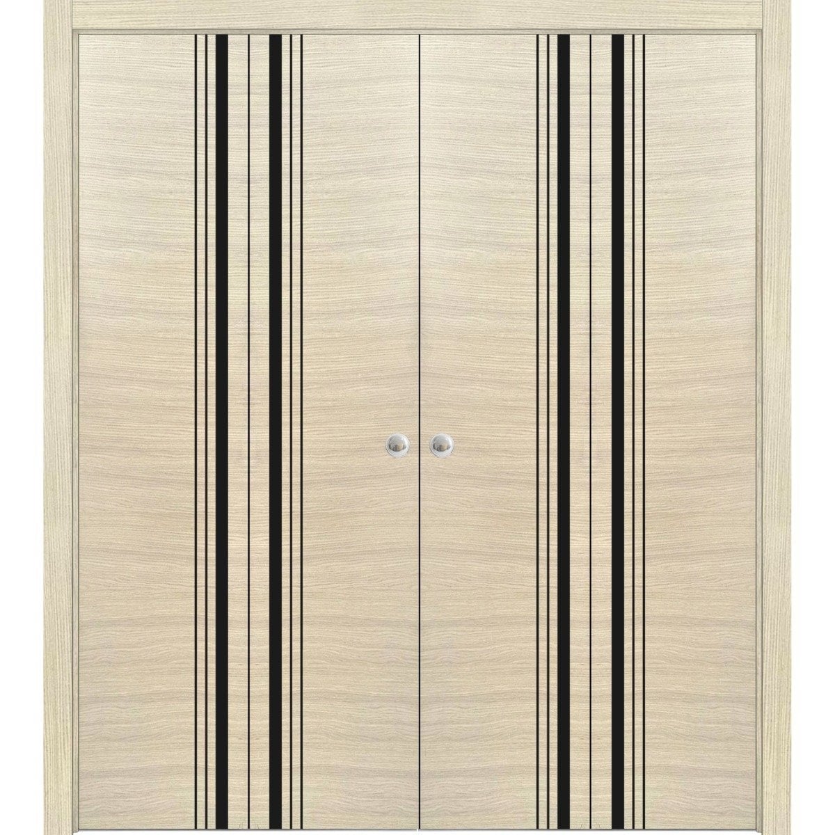 SartoDoors Planum 0011 | Interior French Doors Double French Door | Solid Wood | Hardware Set | 36x80, Natural Veneer