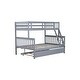 preview thumbnail 9 of 20, Twin Over Full Rubber Wood Bunk Bed with Trundle,Convertible Ladder and Guardrail Grey