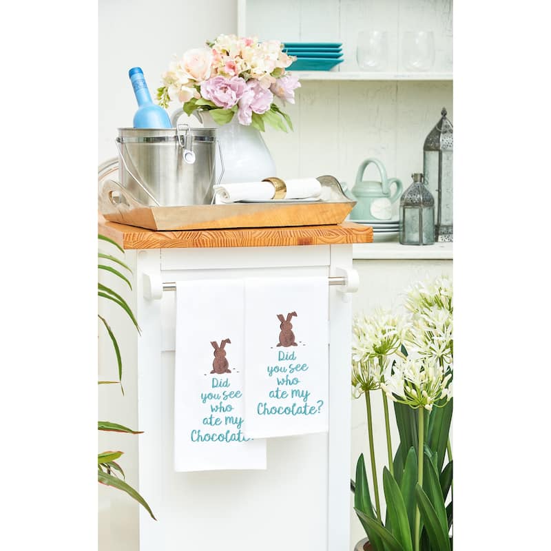 Ate My Chocolate Embroidered Cotton Flour Sack Kitchen Towel