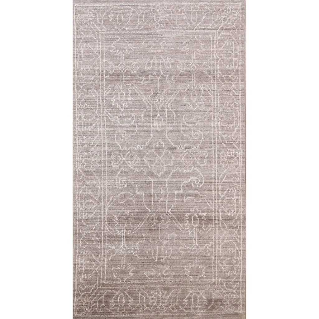 Brown Geometric Modern Gabbeh Oriental Area Rug Wool Hand-knotted - 4'8" x 7'5"