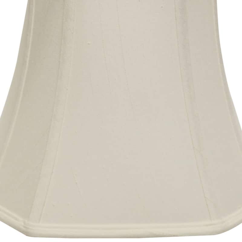 Cut Corner Square Bell Softback Lampshade with Washer Fitter, White Natural Fabric Lampshade for Table Lamps