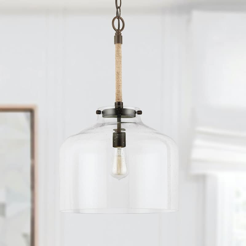 Corde 1-light Hanging Pendant w/ Clear Seeded Glass
