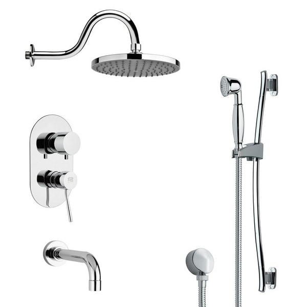 Nameeks TSR9066 Remer Shower Tub and Shower Trim Package with Single Function Rain Shower head and Hand Shower - Chrome
