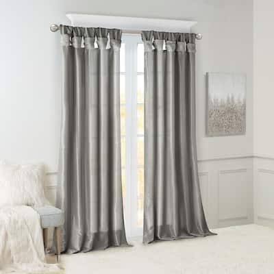 Twist Tab Lined Window Curtain Panel Charcoal 50x120"