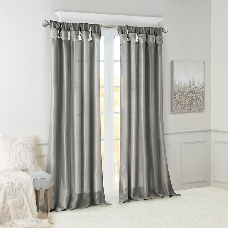 Twist Tab Lined Window Curtain Panel Charcoal 50x84" - Charcoal