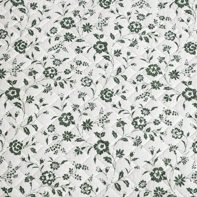 Laura Ashley Miranda Cotton Reversible Green Quilt Set
