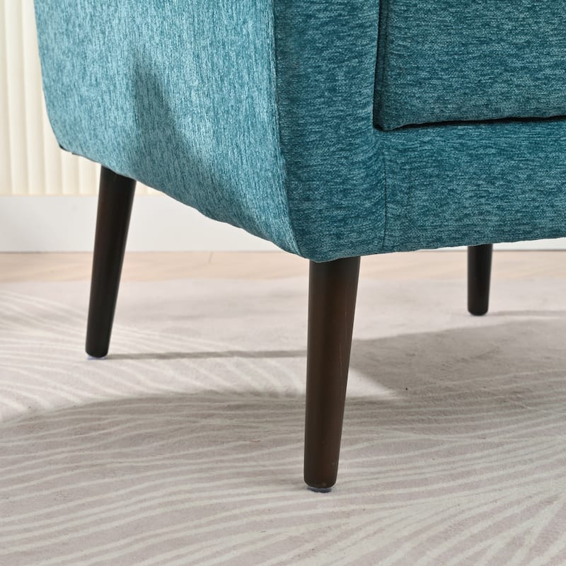 Chenille Modern Accent Chair with Wooden Legs and Mid-Century Lounge Chair (275lb Capacity)