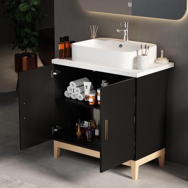Lacquer Finish Single Vanity for Stylish Bathrooms Bathroom Vanity