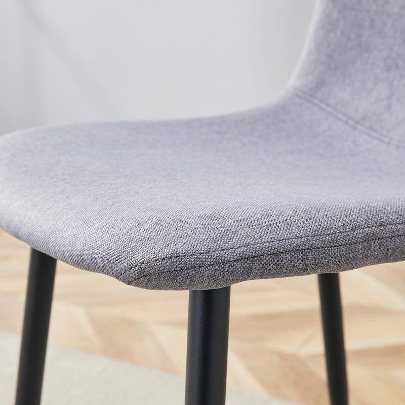 Set of 4 Modern Dining Chairs - Breathable Linen-Cotton Upholstery & Sturdy Integrated Metal Legs