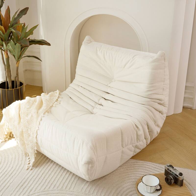35.4 in.W Floor sofa Bean Bag Chair Fireside Bean Bag Lounger - Off White