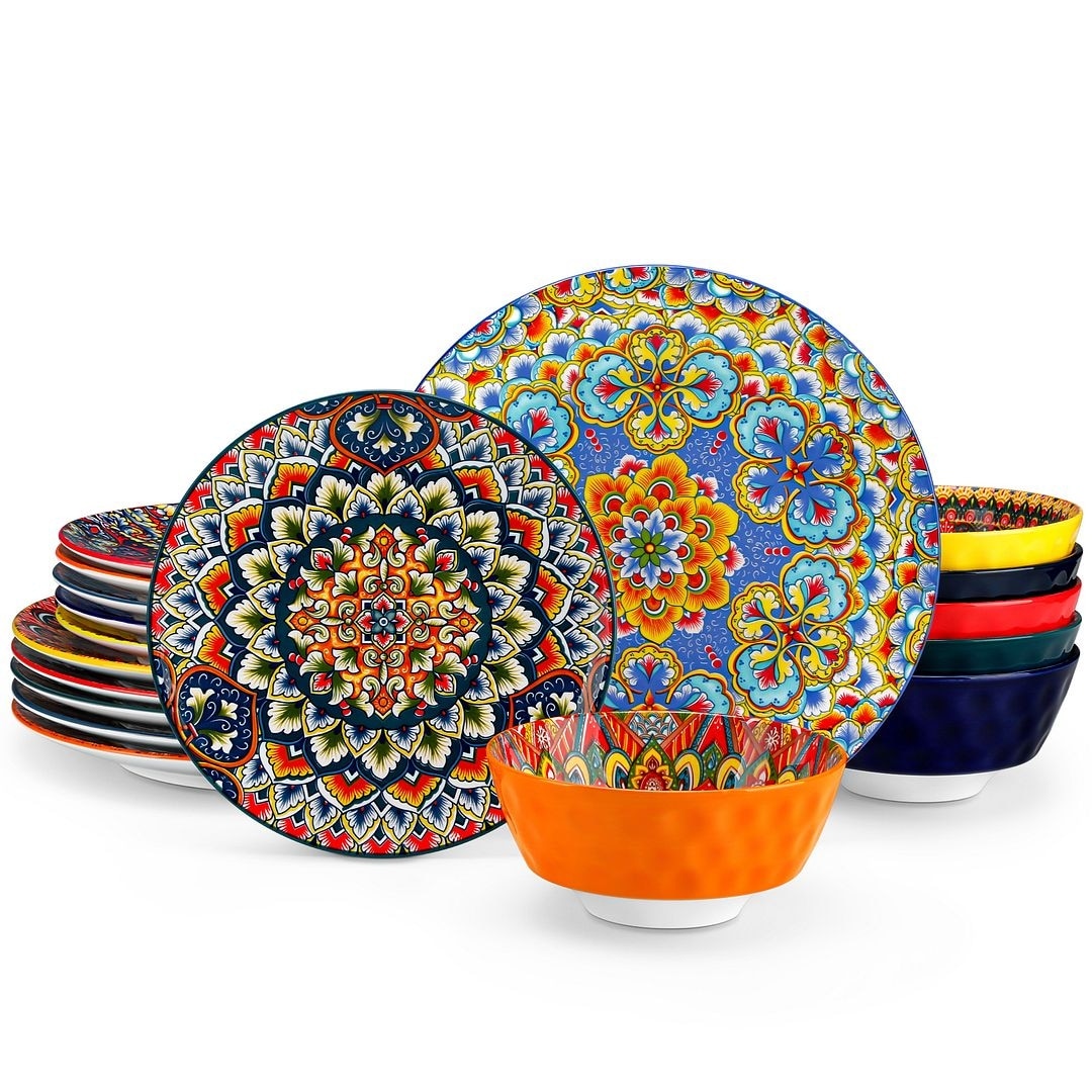 vancasso LUMI Diamond Texture 12 or 18 Piece Porcelain Dinnerware Set