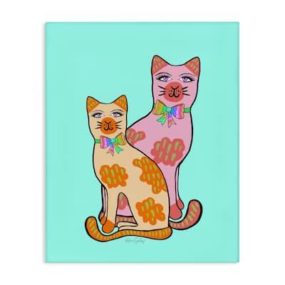 Stupell Funky Cats on Turquoise Canvas Wall Art Design By Katie Conley