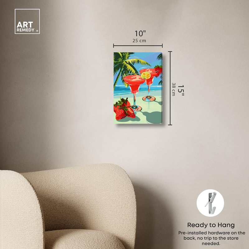 Strawberry Daiquri Breeze Canvas by Art Remedy, Gallery Wrapped