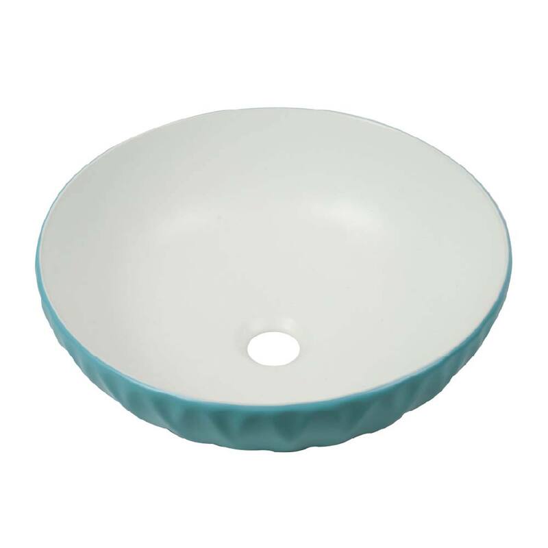 16 inch Round Ceramic Vessel Bathroom Sink - Modern Textured Bowl Design - 16" Round
