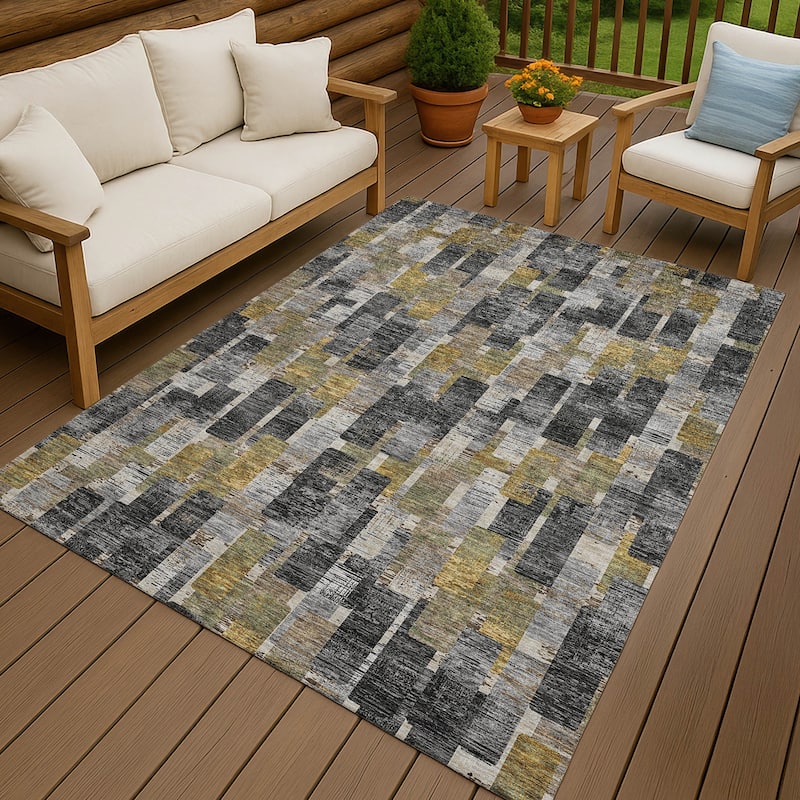 Machine Washable Indoor/ Outdoor Casual Carson Chantille Rug - Black - 8' x 10'