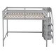 preview thumbnail 29 of 32, Full Size Loft Bed with Built-in Storage Wardrobe and Staircase,White/Gray