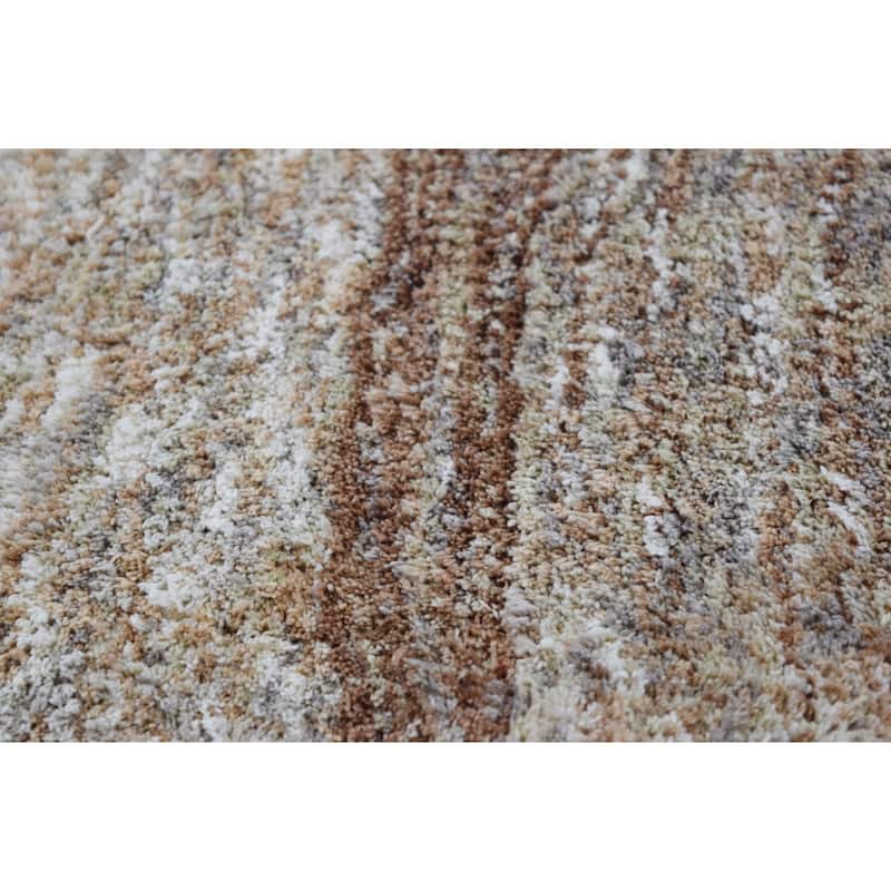 Addison Sanibel Striped Grey Shag Area Rug